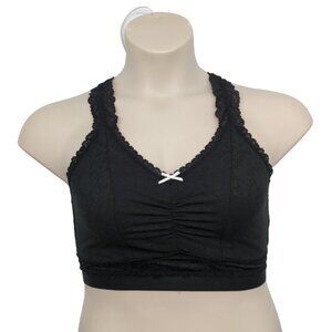 Cacique Lane Bryant Stretch Lace Bralette Bra No Wire 14 16 XL Black Strappy